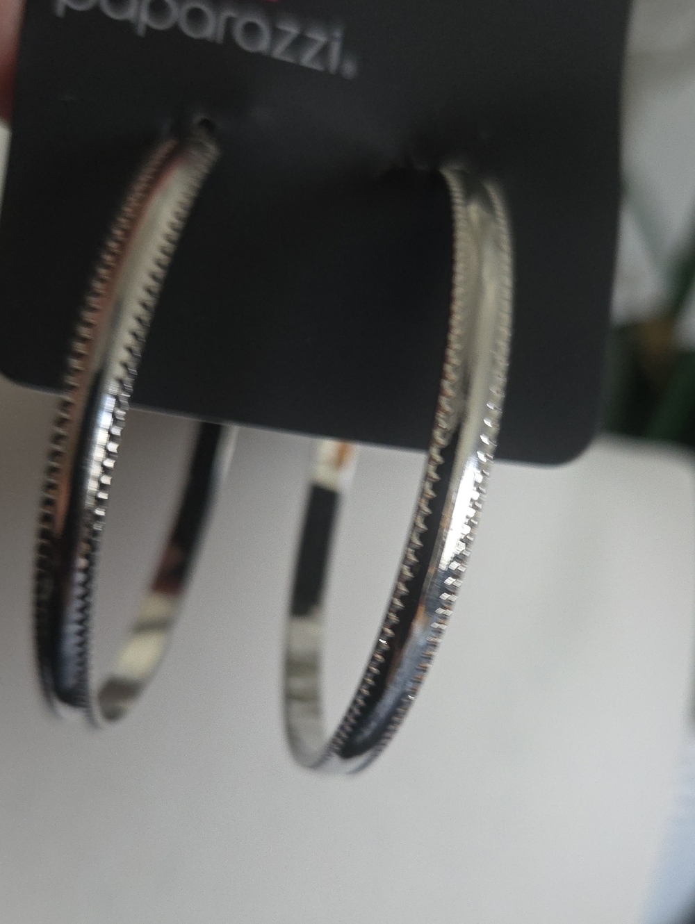 Paparazzi Monochromatic Magnetism Silver Hoop Earrings NWT